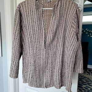 Chico's Travelers Collection Lace Zip Front Stretch Jacket, Size 3 Petite.